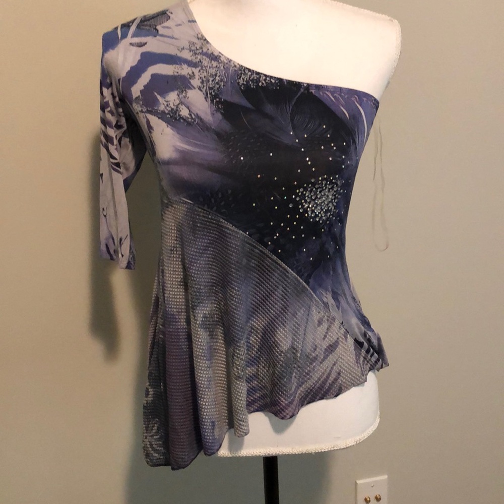 Purple off shoulder floral top